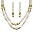 Nisa Pearls White Pearl & AD Decorated Two String Necklace Set