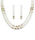 Nisa Pearls Two String Trendy White Pearl Necklace Set