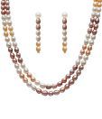 Nisa Pearls Two String White & Peach Pearl Necklace Set