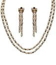 Nisa Pearls Two String Oval Pearl Necklace Set