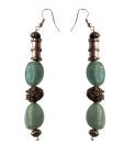 Molcha Green Stone & Ornate Silver Earrings