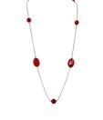 Addons Red Beaded Rhodium Plated Necklace