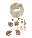 Mee Jewels Set Of 4 Earrings & Metal Clasp Bracelet Combo