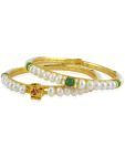 Jpearls Button Pearls Glistening Bangles  - Set Of 2