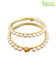 Jpearls Peach Oval Pearl Bangles Pair