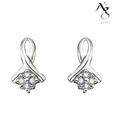 Ag Real Diamond Eight Stone Ribbon Earrings