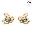 Ag Real Diamond Studded Cute Rabbit Earrings