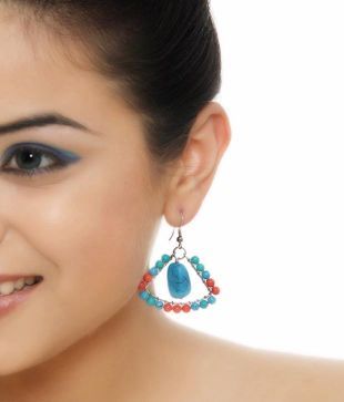Isabella Turquoise & Red Beads Earring Set
