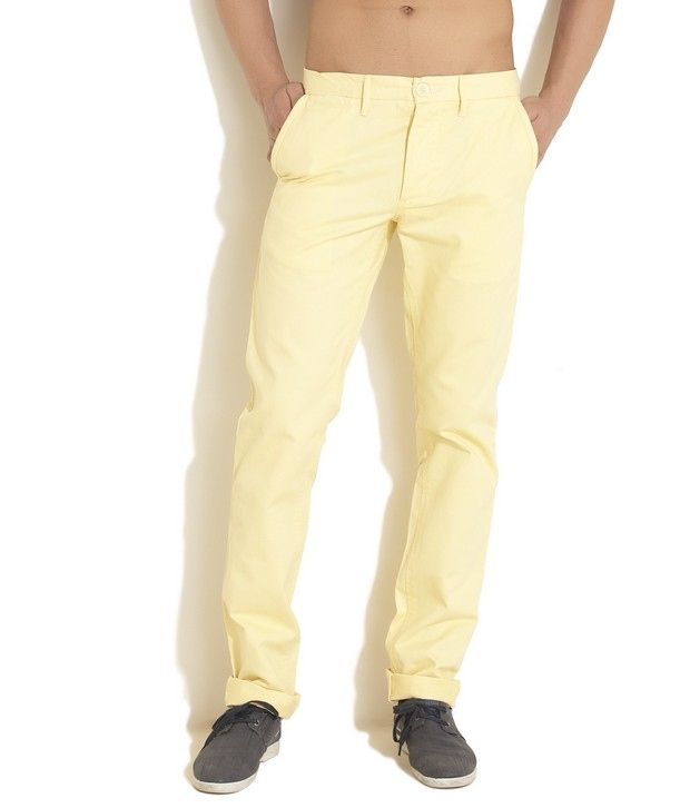 pastel yellow trousers