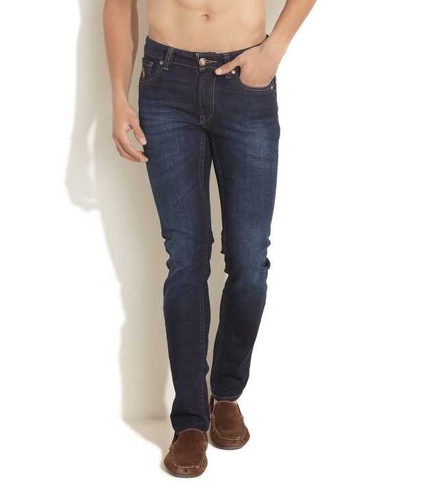 dark blue polo jeans