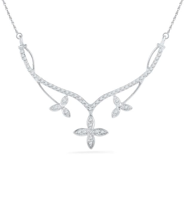 Caratlane Supriya 92.5 Silver Certified, Real Diamond Necklace Buy Caratlane Supriya 92.5