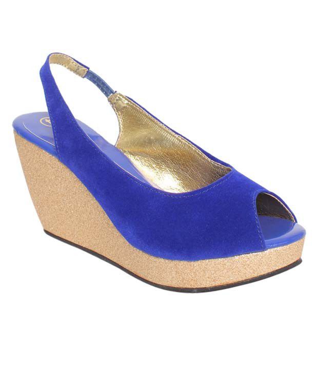 Carlton London Royal Blue Wedge Heel Sandals Price in India- Buy