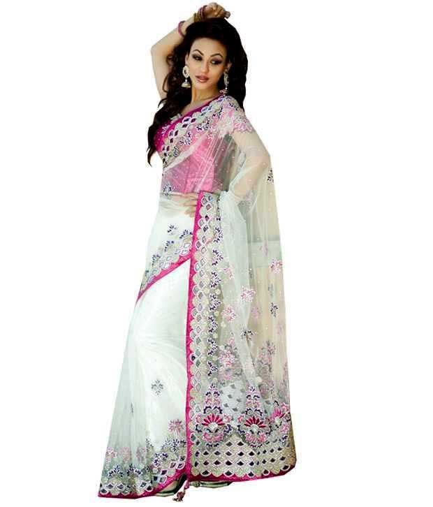 Kalazone+Sarees+with+Price kalazone White Embroidered saree - WSV30134 - Buy kalazone White ...