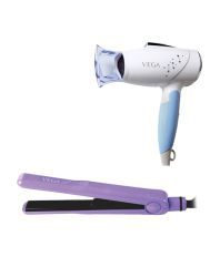 Vega Vhdh09 Hair Dryer White And Blue + Vega Vhsh02 Hair Straightener Purple Combo