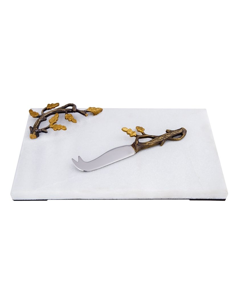 Sage Koncpt Silver Others Branch Cheese Platter & Knife (2 Piece)
