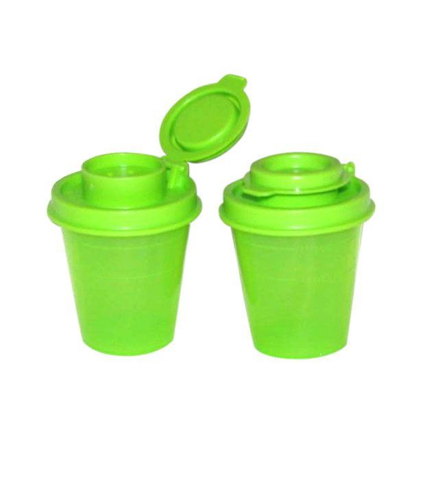 Tupperware Personal Green Plastic Salt & Pepper Shaker Set