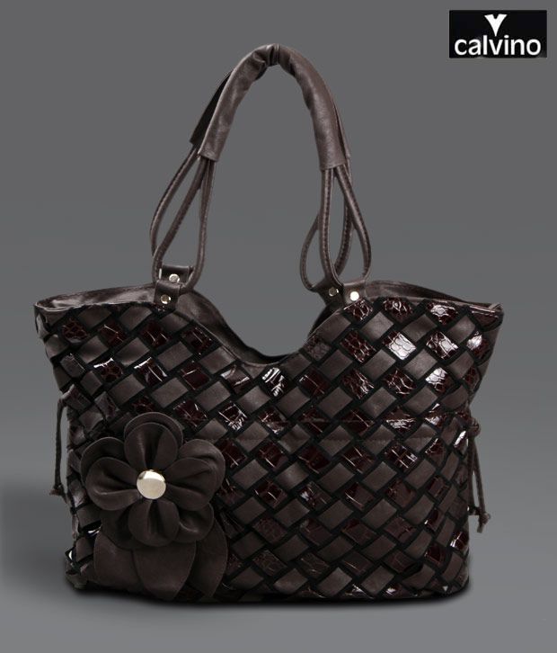 Buy Calvino Brown Checkered Woven Handbag at Best Prices in India - Snapdeal