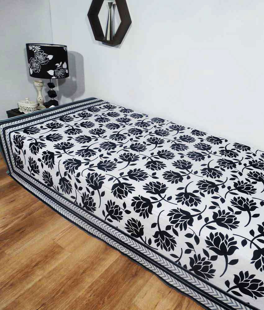 Heritage Black And White Contemporary Cotton Bed Cover - Buy Heritage