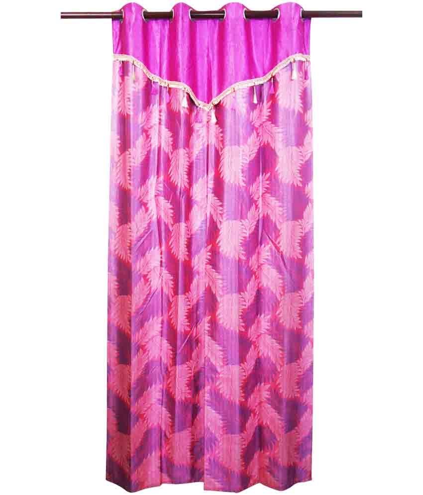 Palm Leaves Window Curtain With Flap Pink 1 Pc (48 X 60 Inches)