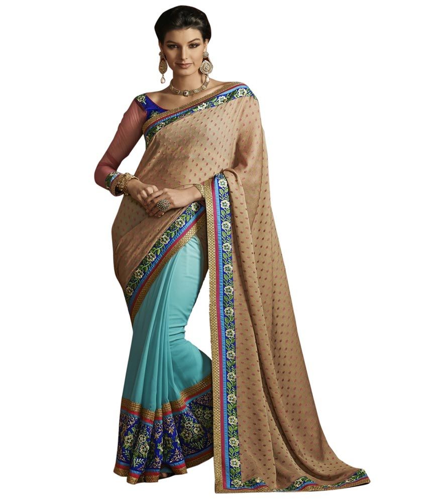 Indian Lady Beige Bhagalpuri Silk Saree Buy Indian Lady Beige