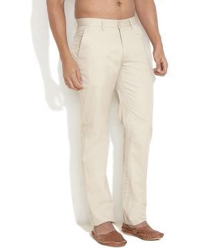 John Miller Beige Sleek Hangout Flat Front Trousers Rs 755