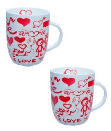 Clay Craft  Special 250 Ml Funky Love Print Mug - 2 Piece