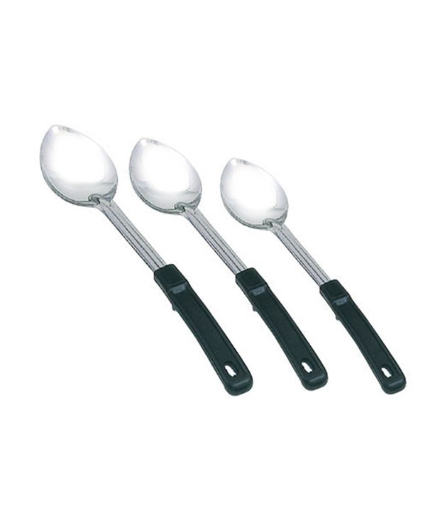 Dynamic Store Set Of 3 Stainless Steel Serving Spoons With Plastic Handle