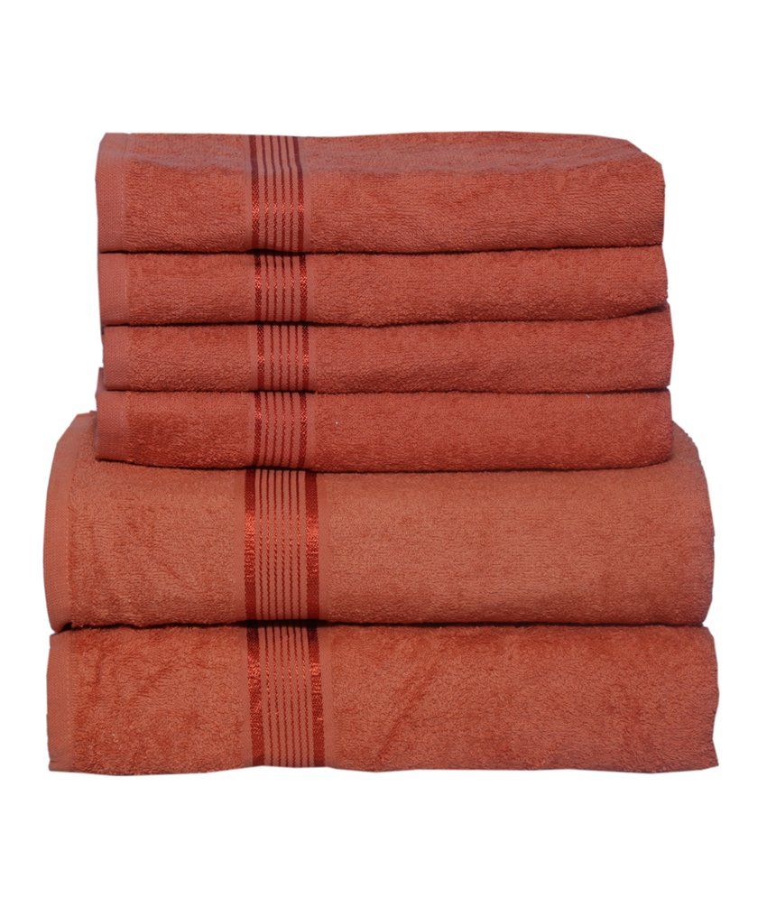 Eurospa Set of 6 Cotton Bath Towel Orange Buy Eurospa Set of 6