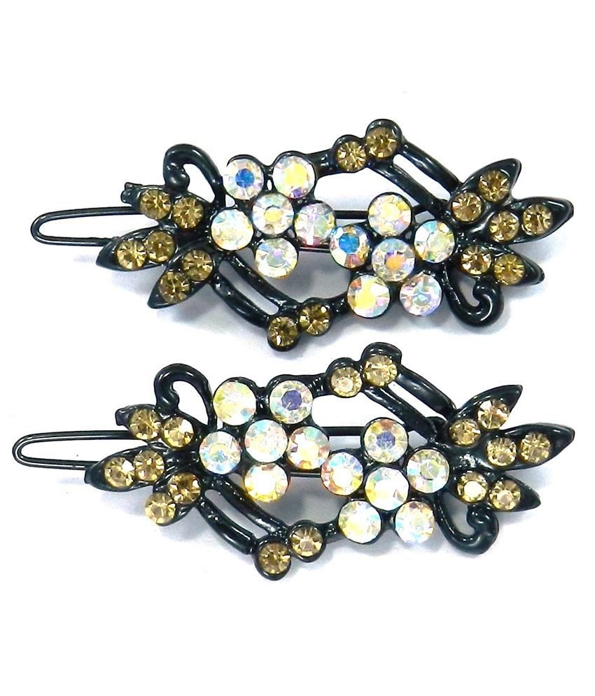 Spm Set Of 2 Beautiful Stone Studded Hair Clips Buy Online at Low Price in India Snapdeal