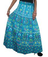 India Trendzs Blue Cotton Printed Women's Wrap Skirt