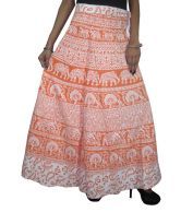 India Trendzs Orange Cotton Printed Women's Wrap Skirt