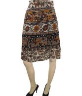 India Trendz Brown Printed Cotton Wrap Skirt