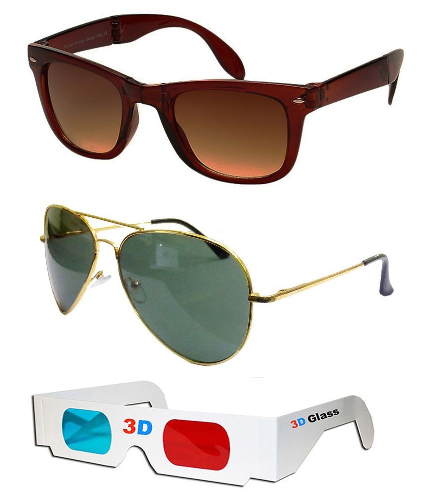 Hrinkar Foldable Wayfarer Sunglasses Brown Frame Brown ...