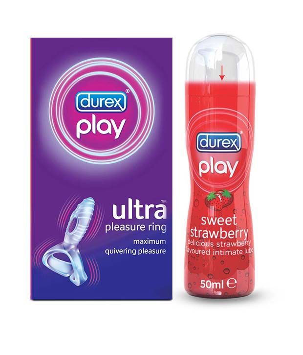 Durex Ultra Pleasure Vibrating Ring , Play Strawberry Lube of