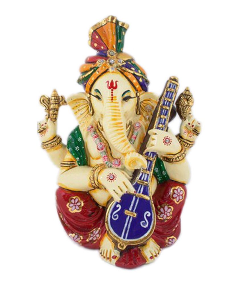 The Nodding Head Lord Pagdi Ganesha With Musical Instrument Tambura