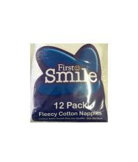 First Smiles White Cotton Fleecy Nappy - 12 Piece