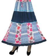 India Trendzs Navy Printed Cotton Broomstick Skirt