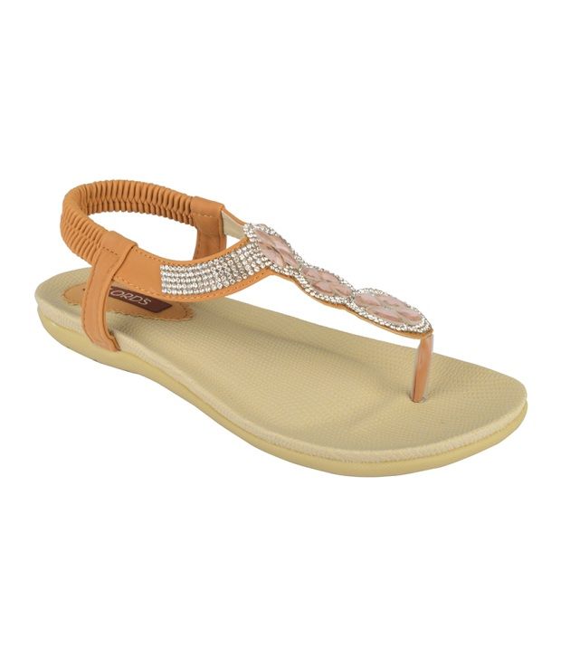womens flat orange sandals