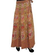 India Trendzs Beige Cotton Printed Long Skirt