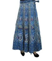 India Trendzs Blue Cotton Printed Long Skirt