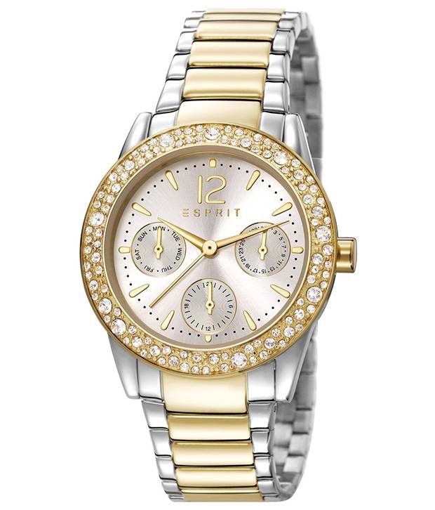 Esprit Golden amp; Silver Chain Wrist Watch For Women Price in India: Buy 