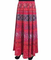 India Trendzs Red Cotton Printed Long Skirt