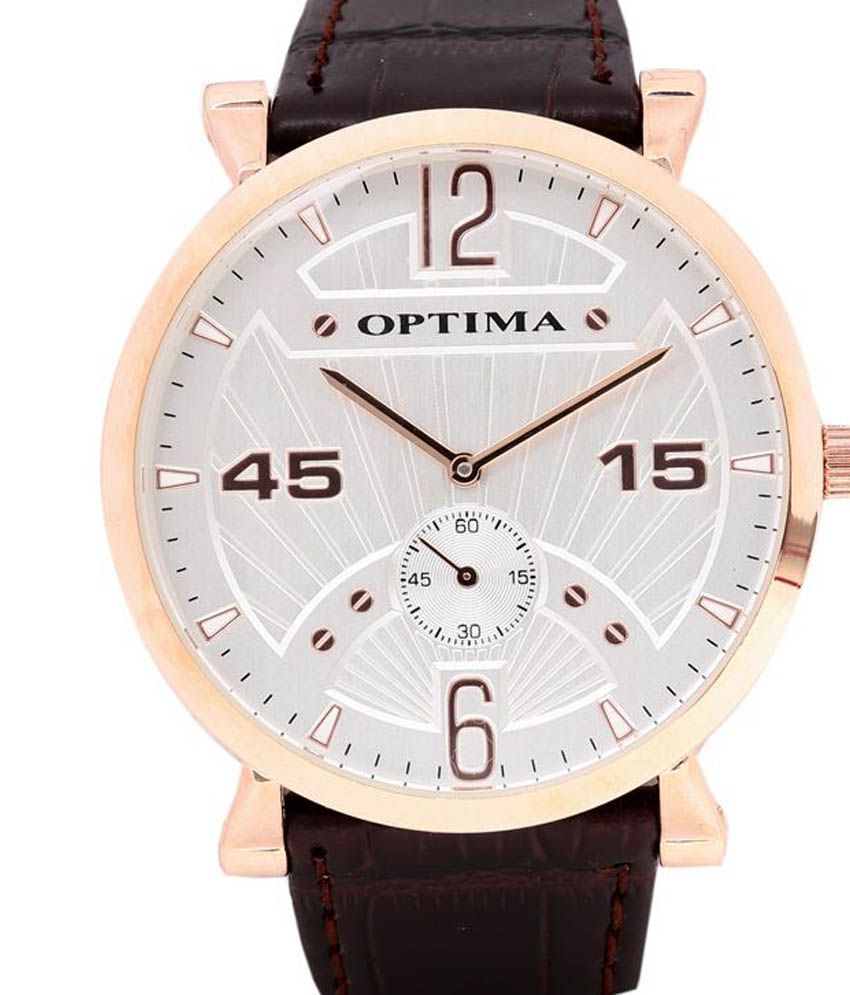 Optima Silver Round Dial Quartz Watch With Brown Strap Price in India