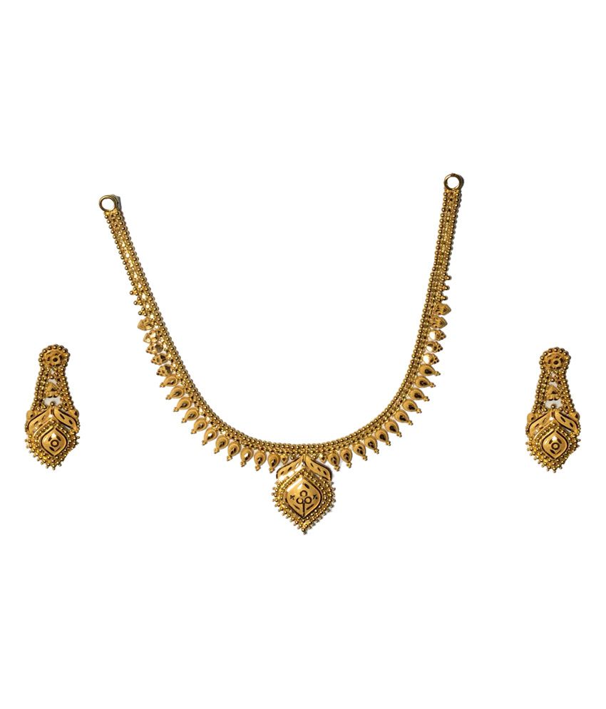 Kataria Jewellers 22kt Hallmarked Plain Gold Necklace Set Buy Kataria