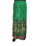India Trendzs Green Cotton Printed Long Skirt
