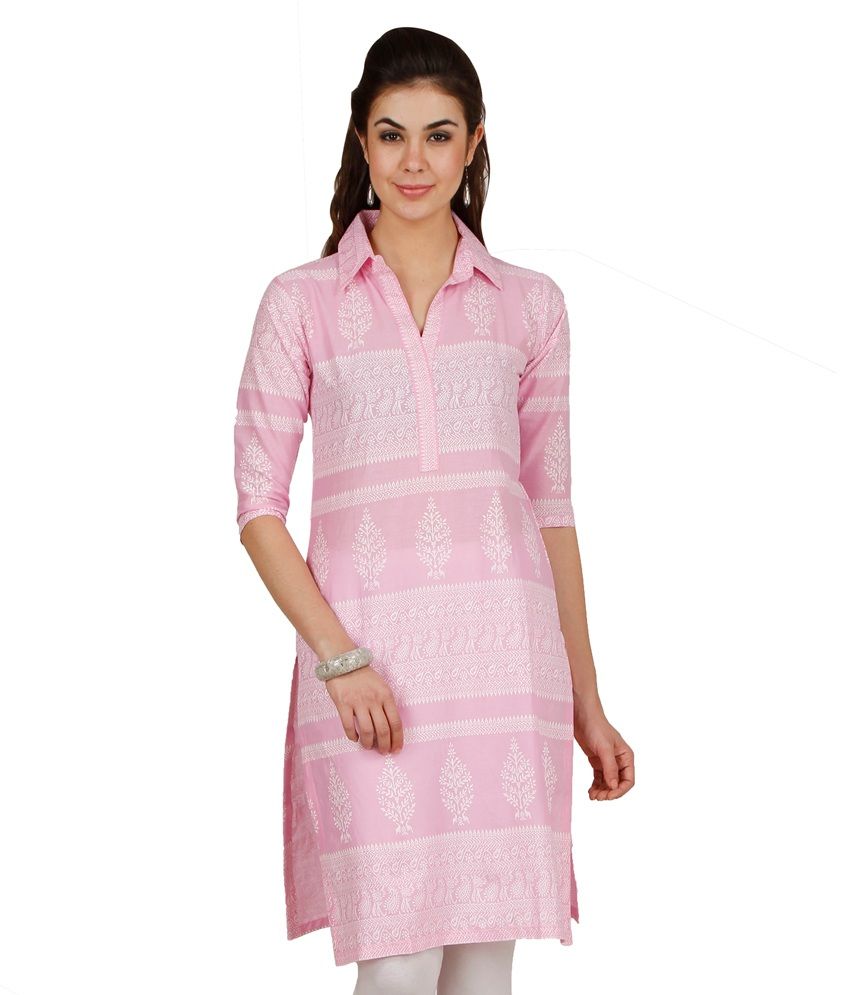 Kurti Pattern With Collar | d2nine collar pink printed pattern cotton kurti price in Kurti Pattern With Collar | d2nine collar pink printed pattern cotton kurti price in