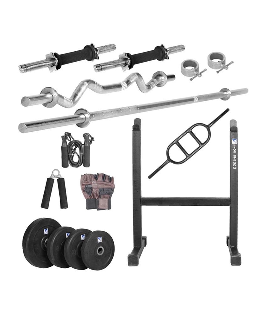 Livestrong 10 Kg Home Gym Set with 14 Inch Dumbbells Rods, 3 Rods, Rod
