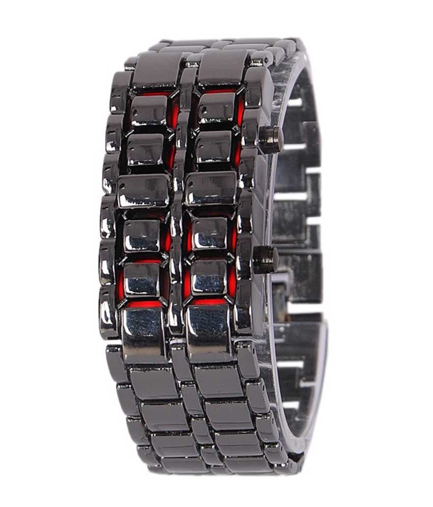 smc black digital led watch