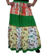 India Trendzs Green Cotton Printed Long Skirt