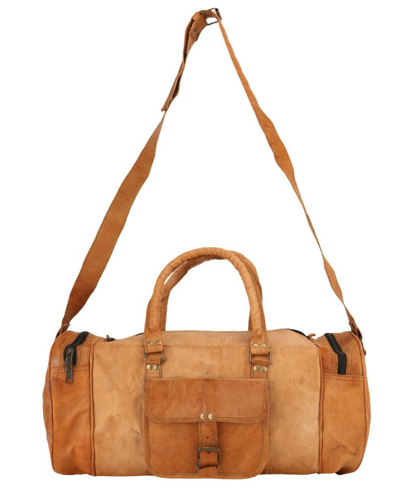 Adimani Brown Leather Duffle Bag - Buy Adimani Brown Leather Duffle Bag Online at Low Price ...